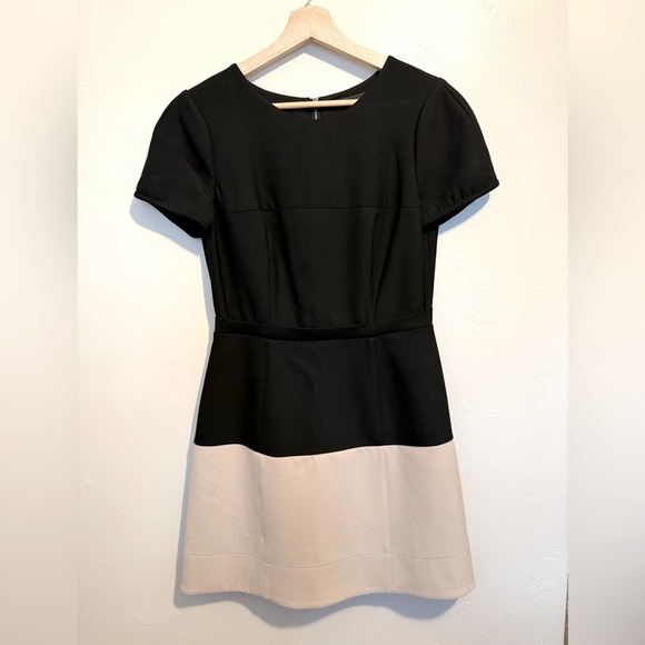 BCBGMaxAzria Hannah Colorblock Mini Dress A-Line Black & Beige US Size 8 Modern - Picture 2 of 16